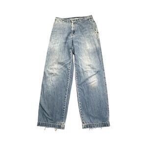 Savane Jeans Mens 32x30 Blue Denim Trousers Wide Leg Distressed Relaxed Fit